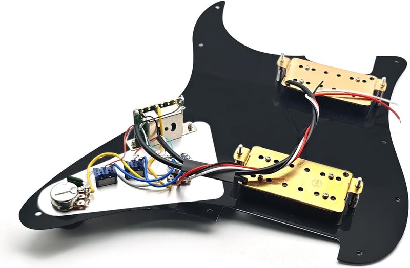 MAXCHEER SSH-Coil Splitting Electric Guitar Pickguard Two Mini Humbucker + ONE 4 Coil Pickup High Output-(9K/9K/18K) Loaded Prewired Scratchplate (Black, HH) - Image 3